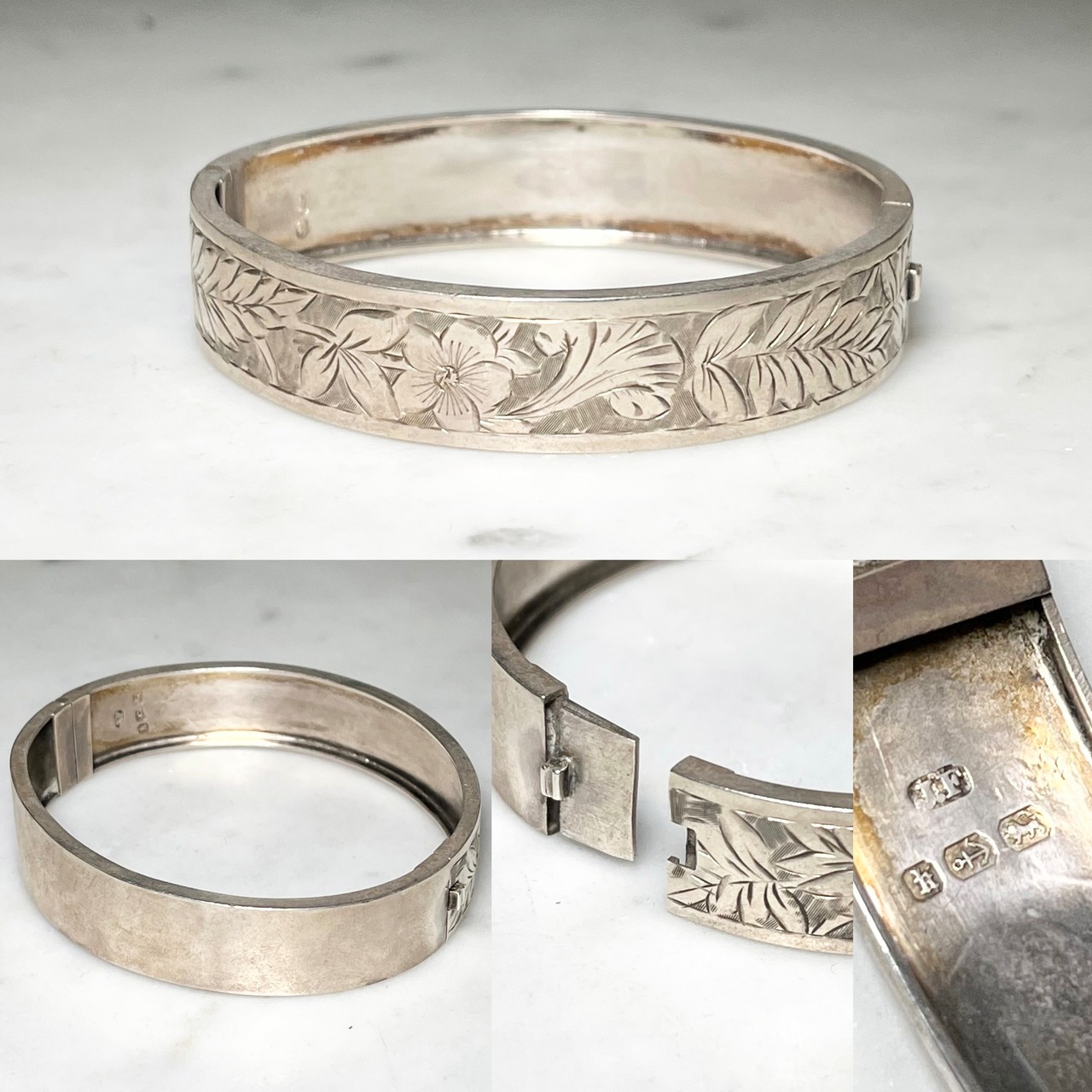 antique victorian c1884 silver engraved bangle