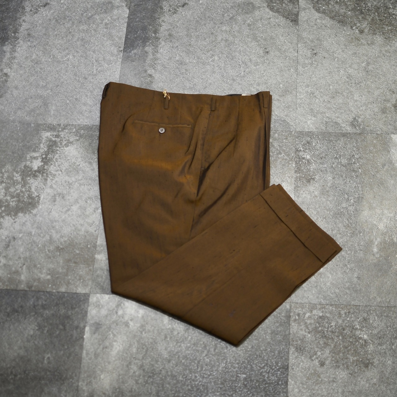 60's iridescence tuck slacks brown