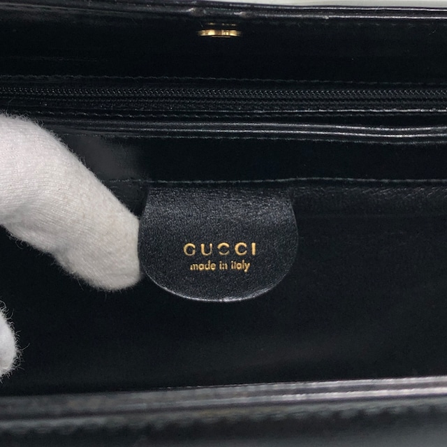 GUCCI グッチ ショルダーバッグ ブラック Gモチーフ レザー バニティバッグ vintage ヴィンテージ オールド y8u5ah