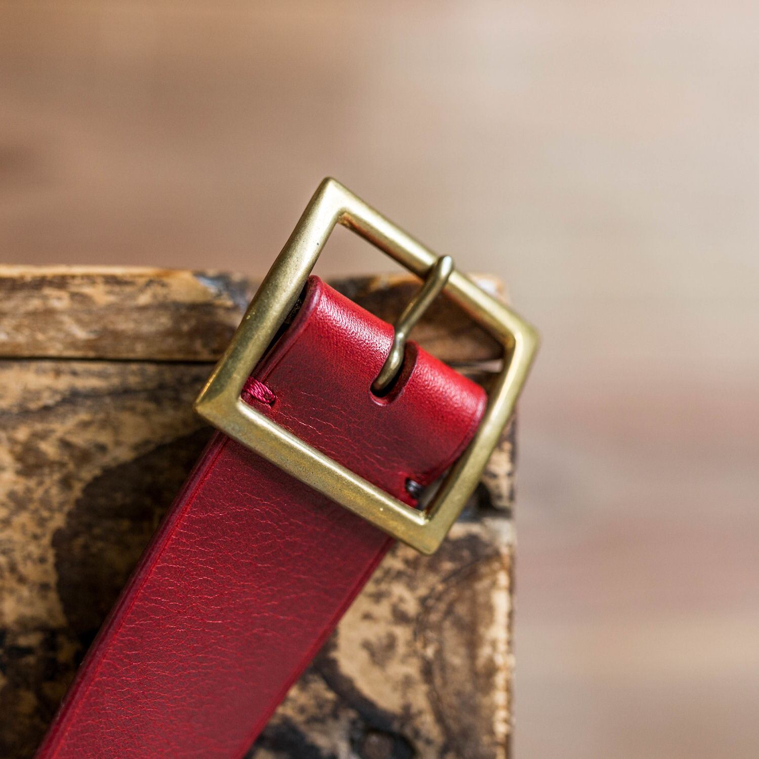 真鍮無垢 エイジングレザーベルト / レトロレッド | Pay ID