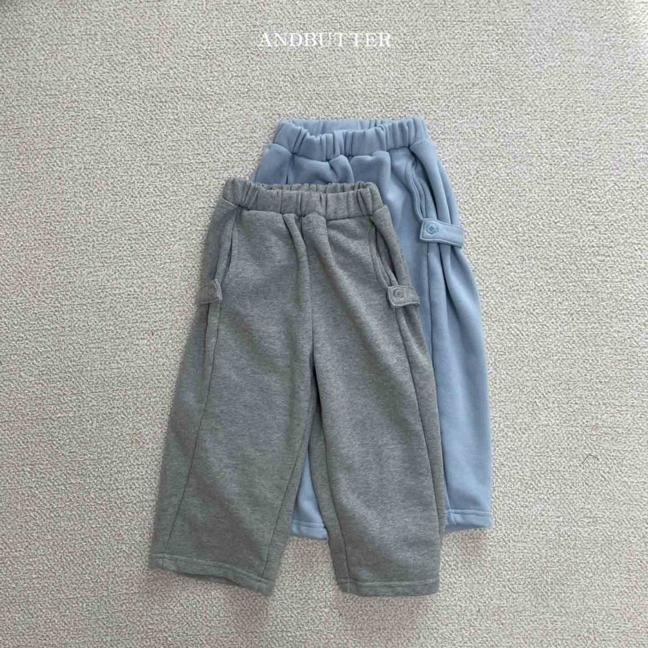 【and butter】ボタンワイドスウェットパンツ グレー 130cm - 3