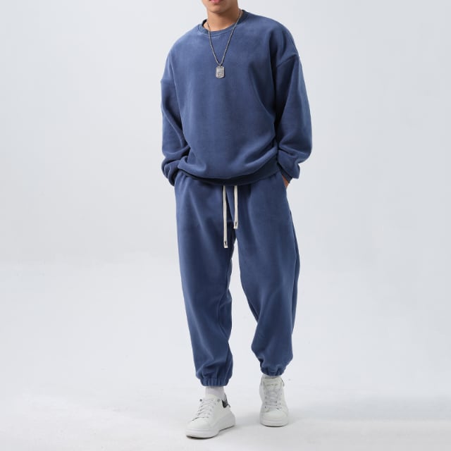 予約販売】メンズ セットアップ スエット 上下 長袖 無地 カーキ