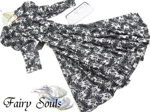 ★送料無料★Ｍ☆ブラックシルバ－メッシュ花刺繍ワンピ－ス(OPN5756)