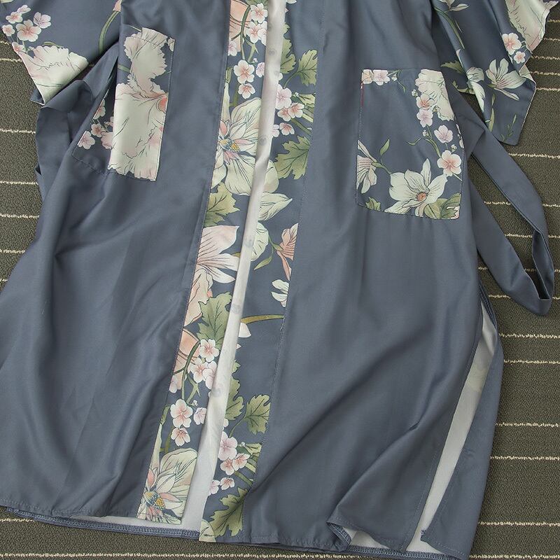 ルームウェア パジャマ ガウン ネグリジェ 膝下 ミモレ ミモレ丈