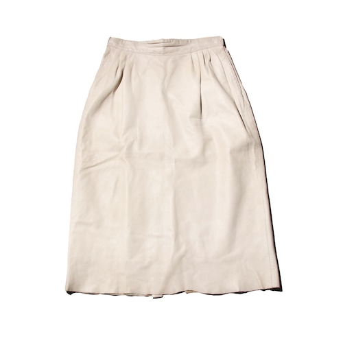 80sVintage CreamLeatherCutOffLongSkirt