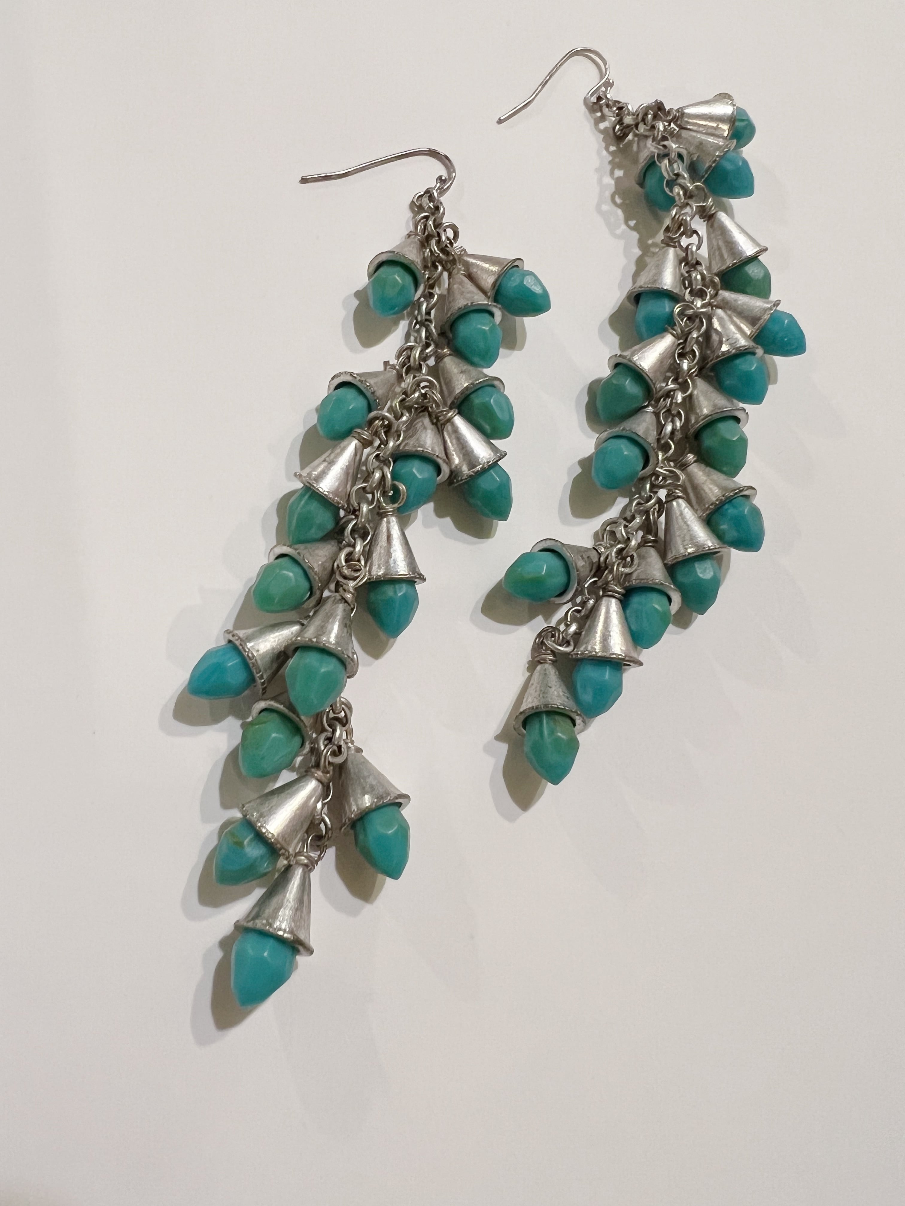 Vintage silver × turquoise long pierced earrings ( ヴィンテージ 
