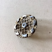 19世紀 フランス 2.6c 黒銀の雲と金の空とカットスチールボタン アンティーク