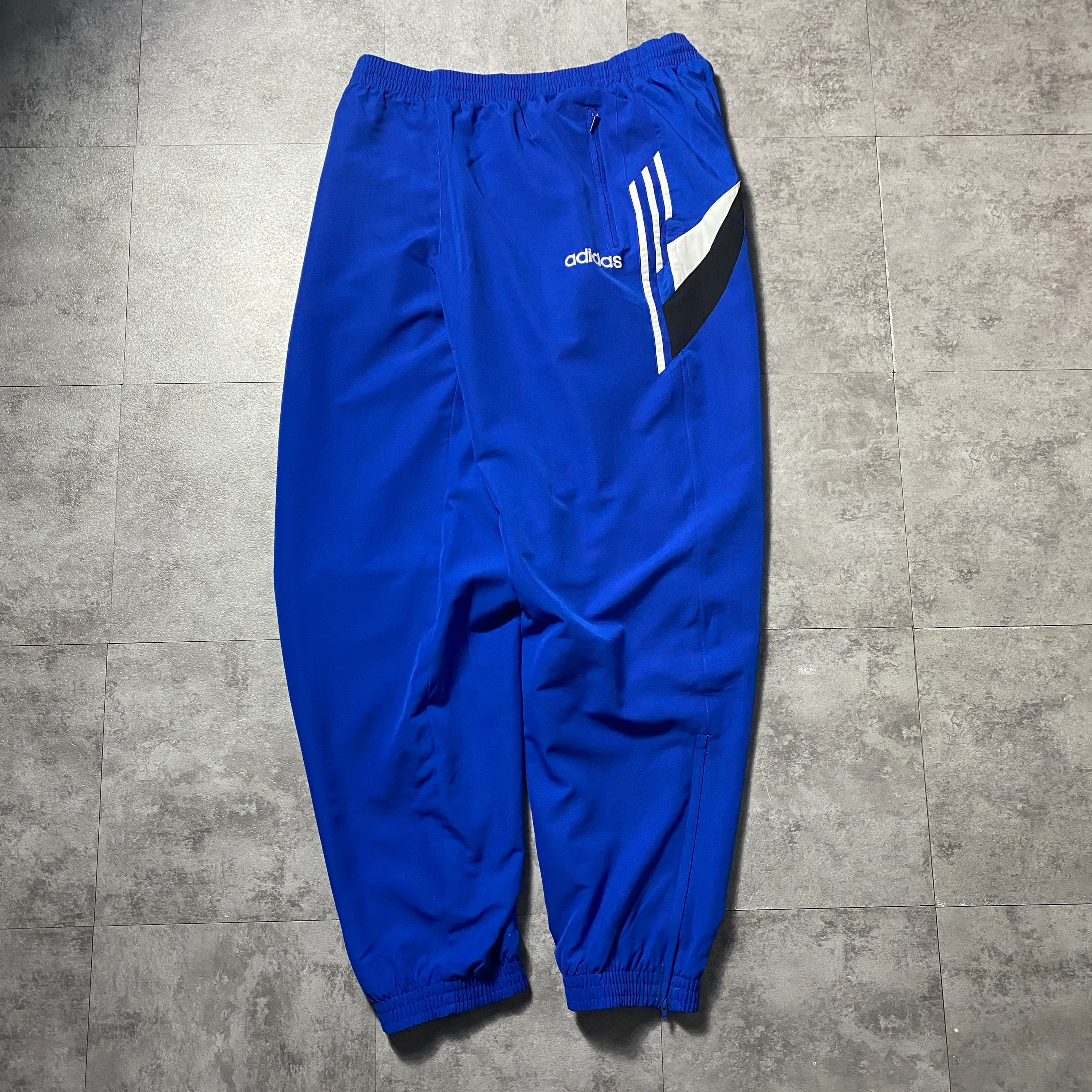 90's-00's adidas アディダス 刺繍文字ロゴ ジップ付きポケット ブルー