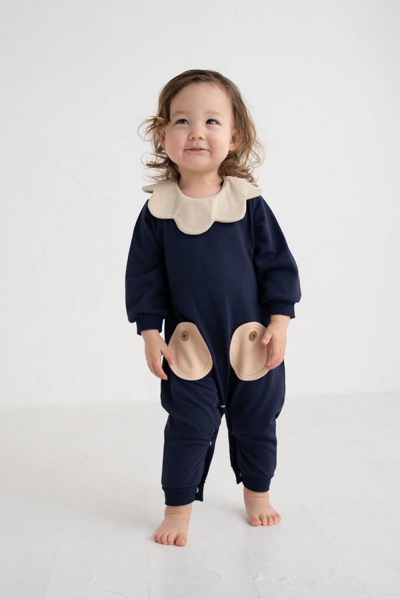 【25AW】KOQUELIKO(コキュリコ)Abeille rompers navy(XXS/XS)ロンパース ネイビー