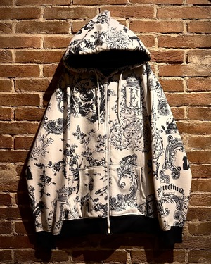 【Caka act3】“Enyce" Damask Pattern Vintage Loose Zip Up Hoodie
