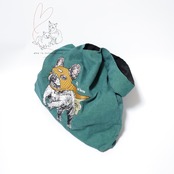 Jubilee 犬デザイン刺繡コーデュロイトートバッグ グリーン