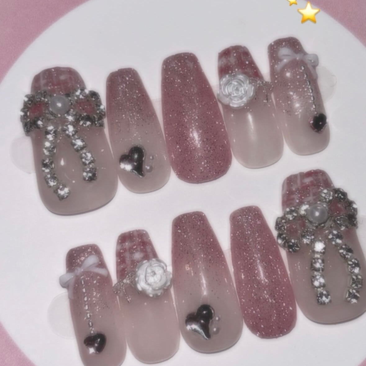 ネイルチップ 冬ネイル クリスマスネイル ツイードネイル ピンクネイル