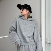 裏起毛ハーフZIPショート丈PK/グレー