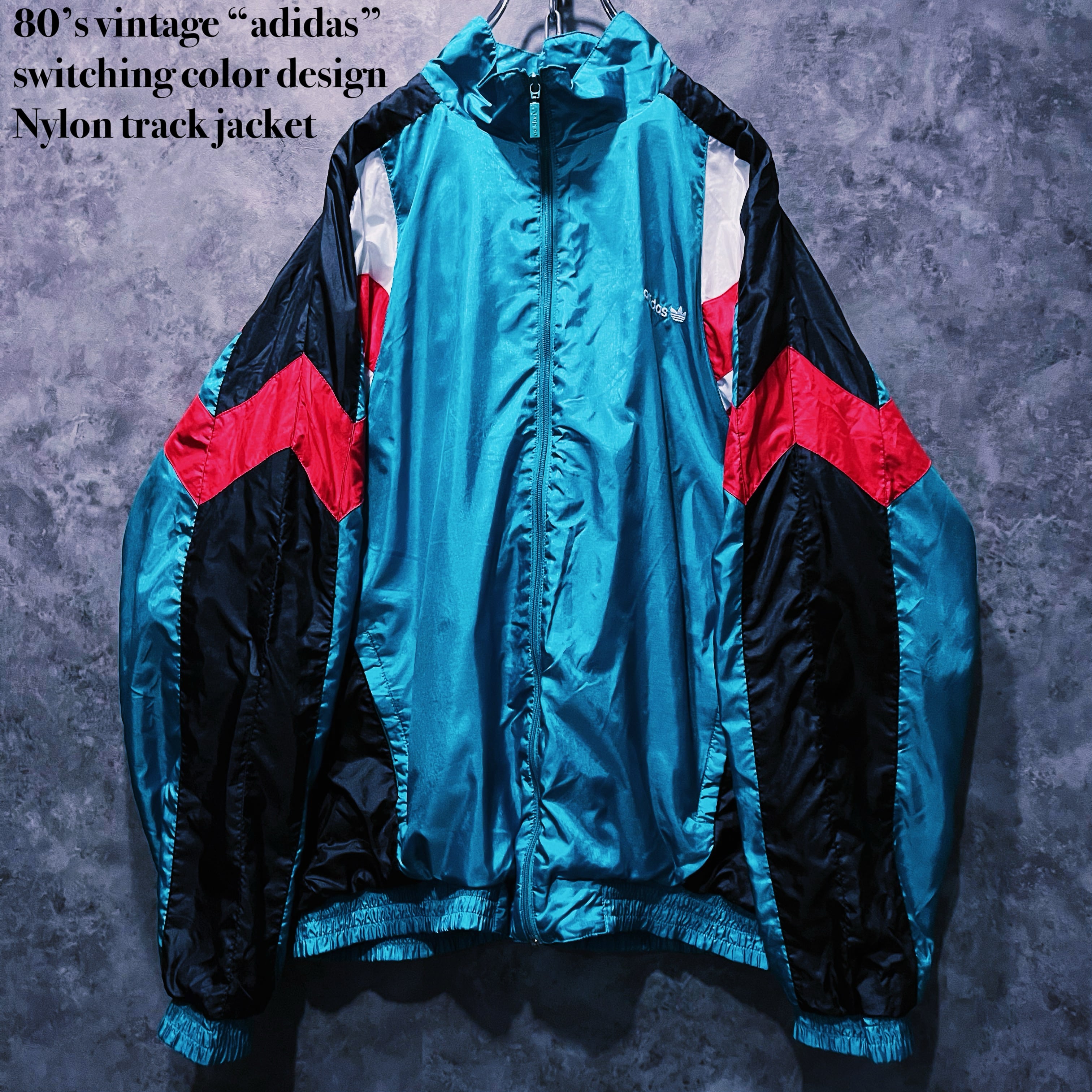 【doppio】80’s vintage “adidas” switching color design Nylon track jacket