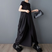 ドレープデザイン ワイドレッグサロペット 00194