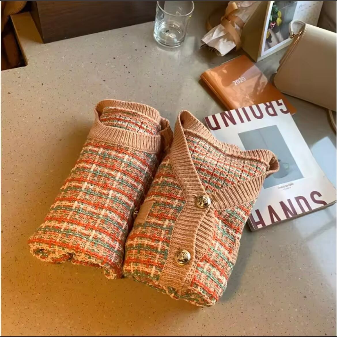 マルチカラーツイードカーディガン