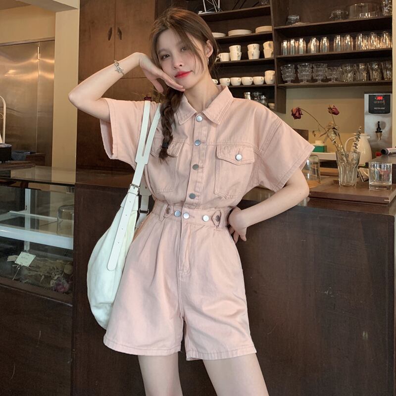 ジャンプスーツ オールインワン ショーツ レディースサマー薄手ウェストワイドレッグパンツ 夏物 ブルマー ワイドパンツ 試着室60204831236