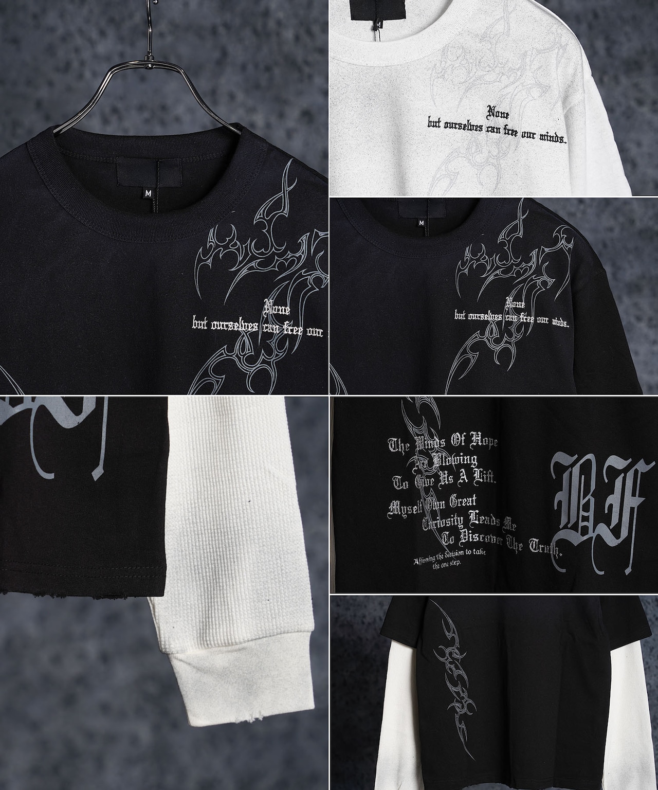 ◆トライバル柄 レイヤードロンTee◆gt-6322-362