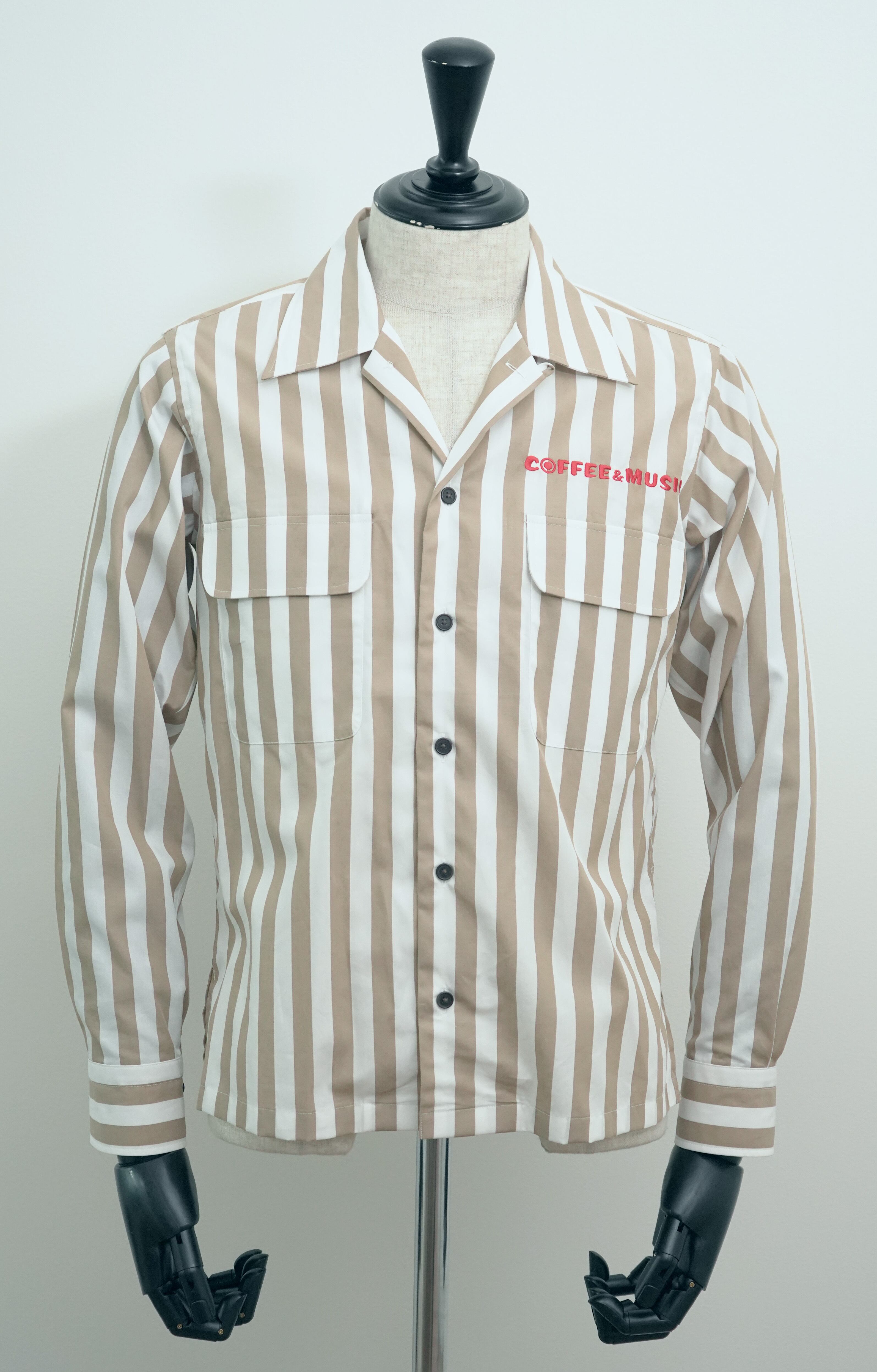 TOP BEAT CLUB オリジナルシャツ (長袖カーキストライプ) *完全受注品
