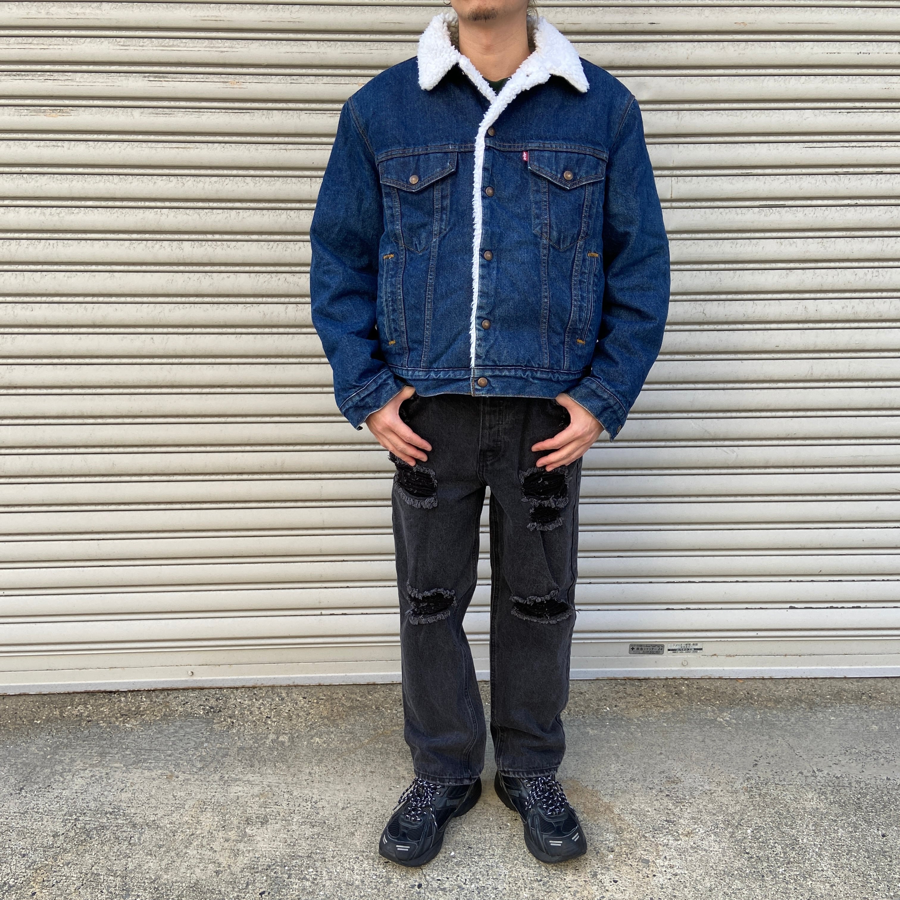 90s USA製 Levi's 70608 ボアデニムジャケット 真紺 42 | 古着屋 Uan