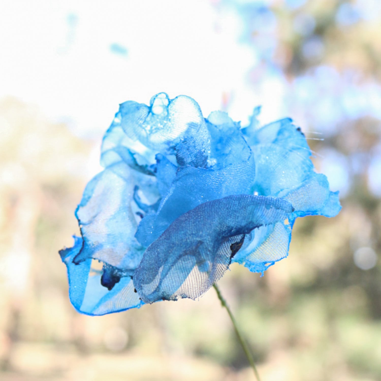 再販】カラフルオーガンジーのアートフラワー【造花】｜スカイブルー