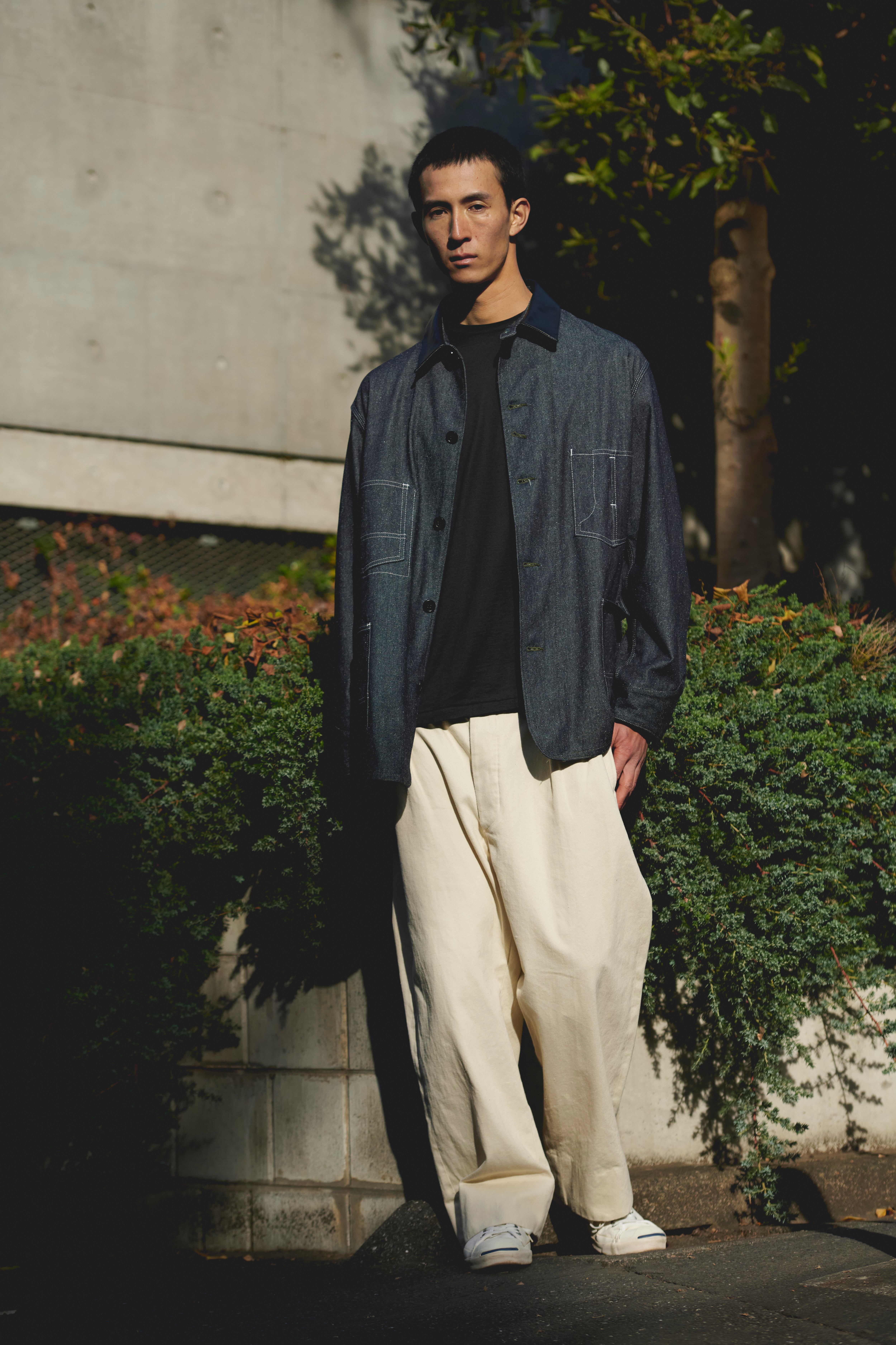 INTERIM / GOAT LEATHER COLLAR SILK NOIL DENIM 1st HERCULES