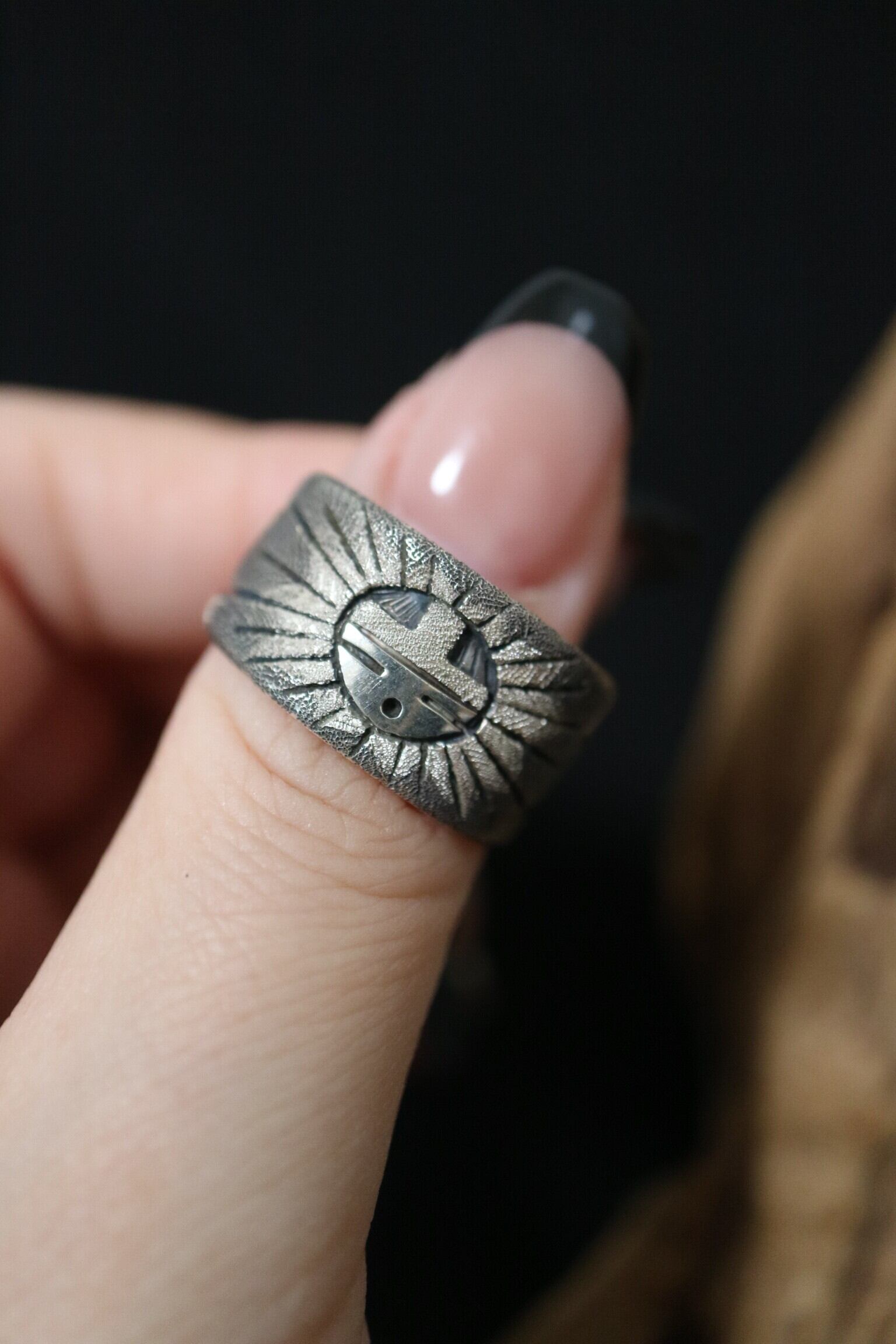 【takaさま専用】ホピ族　エディソンワッズワース　指輪　14K ホピ族 Wadsworth（ワズワース）作サンフェイスリング14号、18号