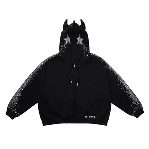 [CFIERCE] Crying Unicorn Embroidered Diamond Hoodie