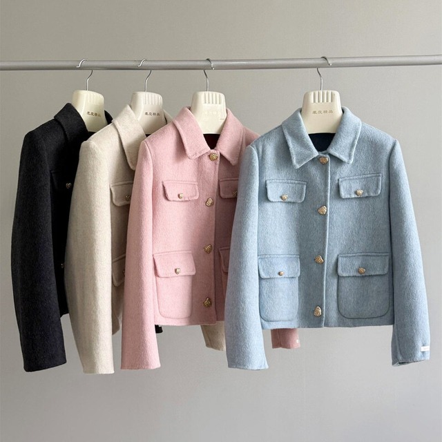 全4色/Heart button wool short jacket　M1899