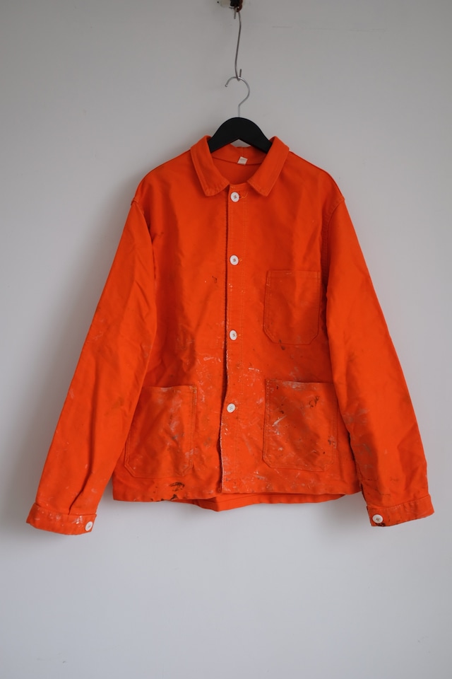 [VINTAGE]70s french work moleskin jacket orange