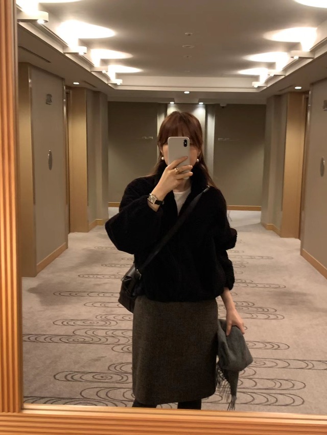 (予約) ounce / Classic herringbone wool midi skirt 2color