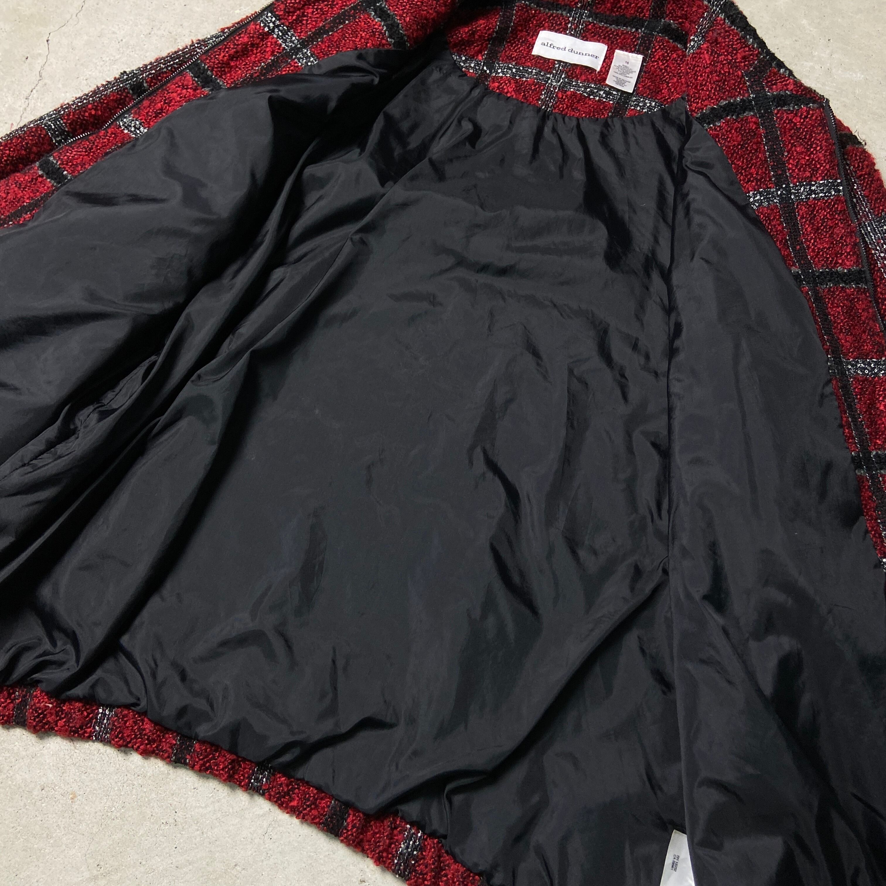 alfred dunner デザインジャケット アクリル チェック柄 レディースXXL 