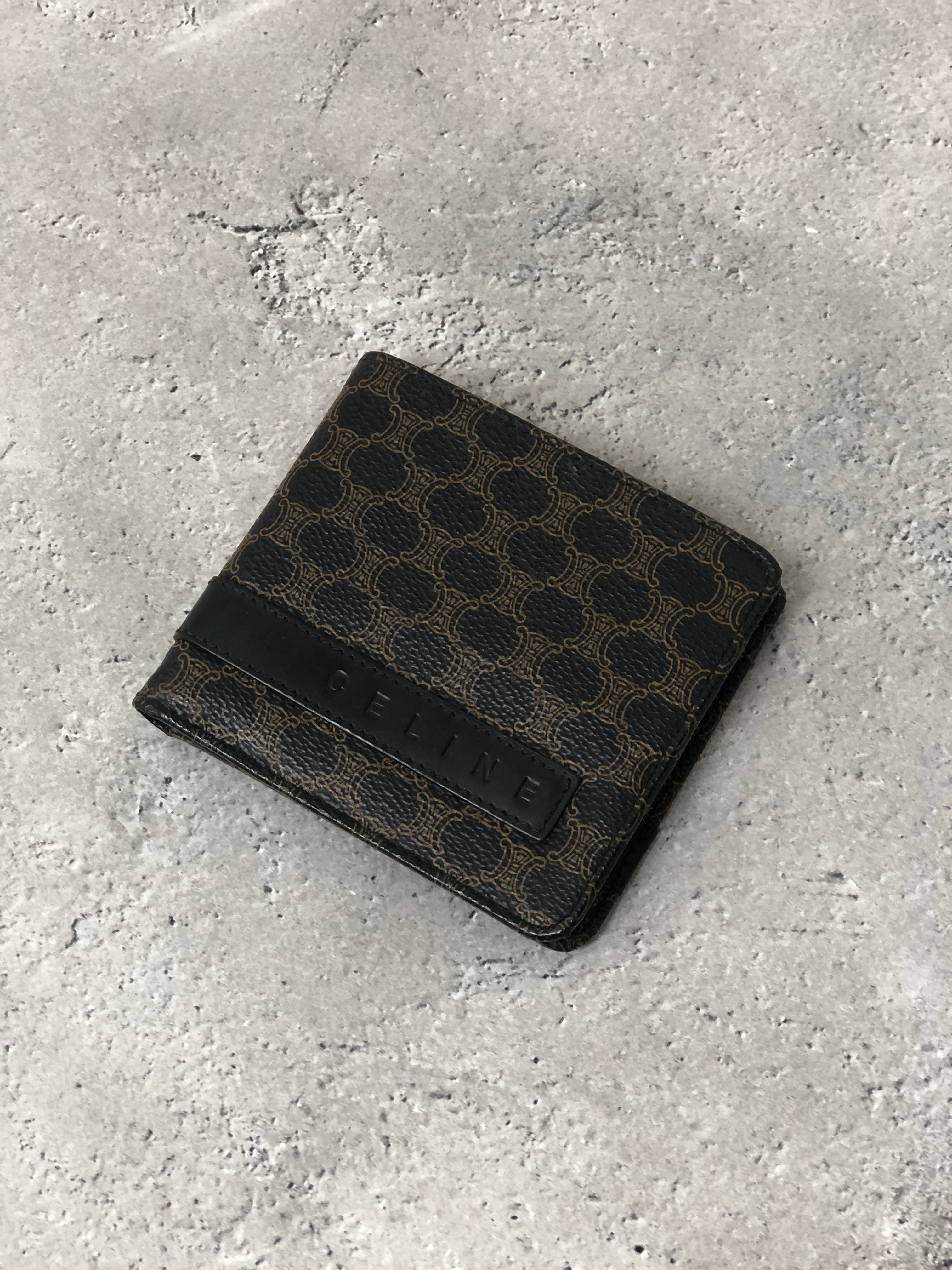 セリーヌ マカダム PVCレザー 財布 CELINE セリーヌ マカダム 財布 ブラック ロゴ PVCレザー 二