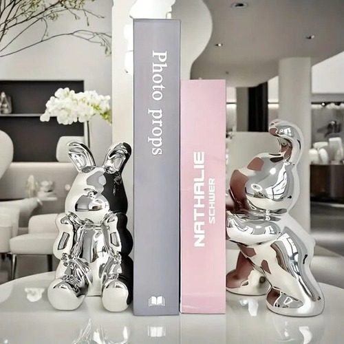 うさぎ ブックエンド ブックスタンド ２個セット ２カラー 本棚 収納 書斎 カフェ 装飾 おしゃれ 北欧