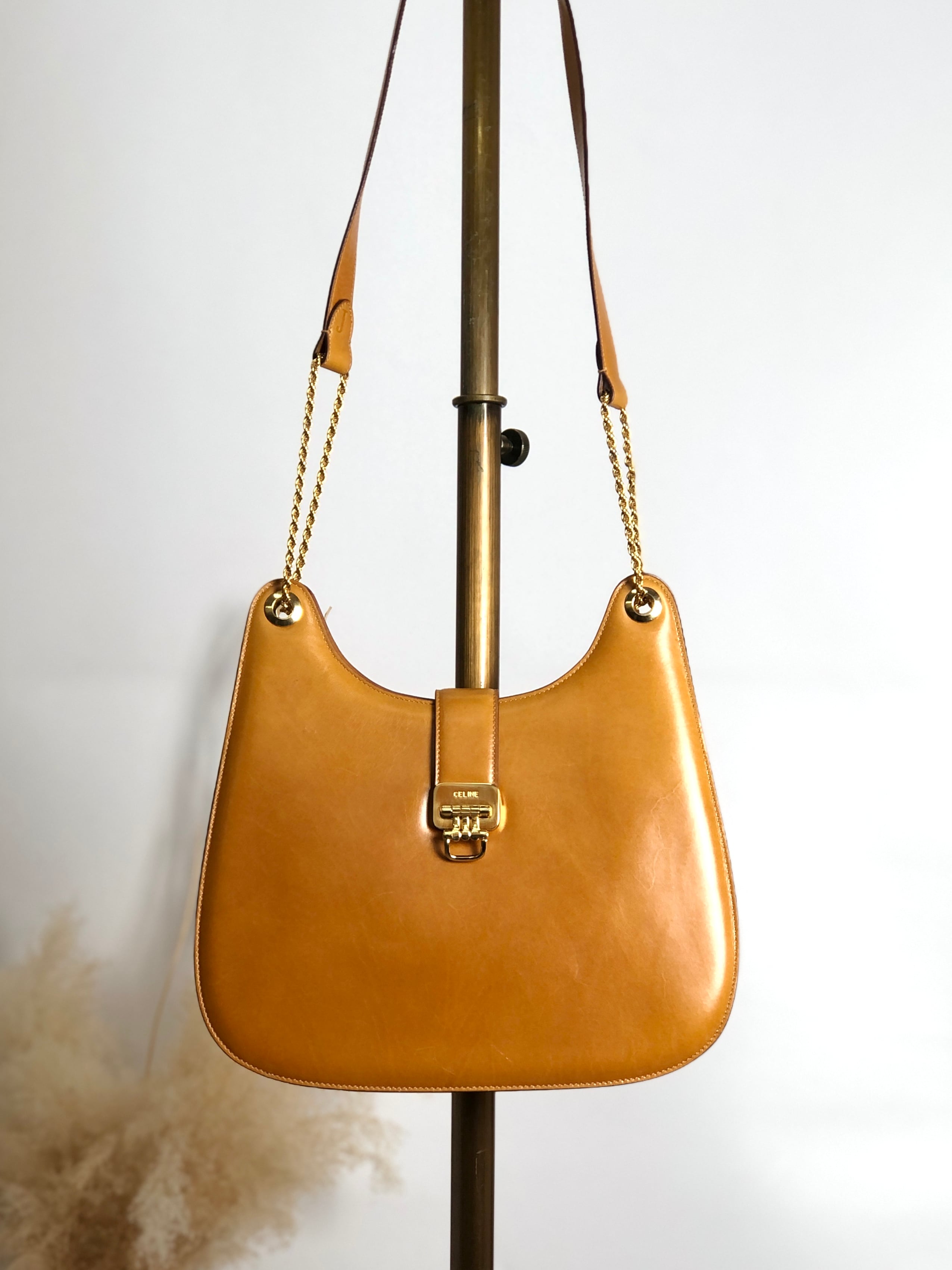 CELINE セリーヌ ショルダーバッグ ブラウン ホースビット レザー チェーンショルダー ワンショルダー 6hjm4n