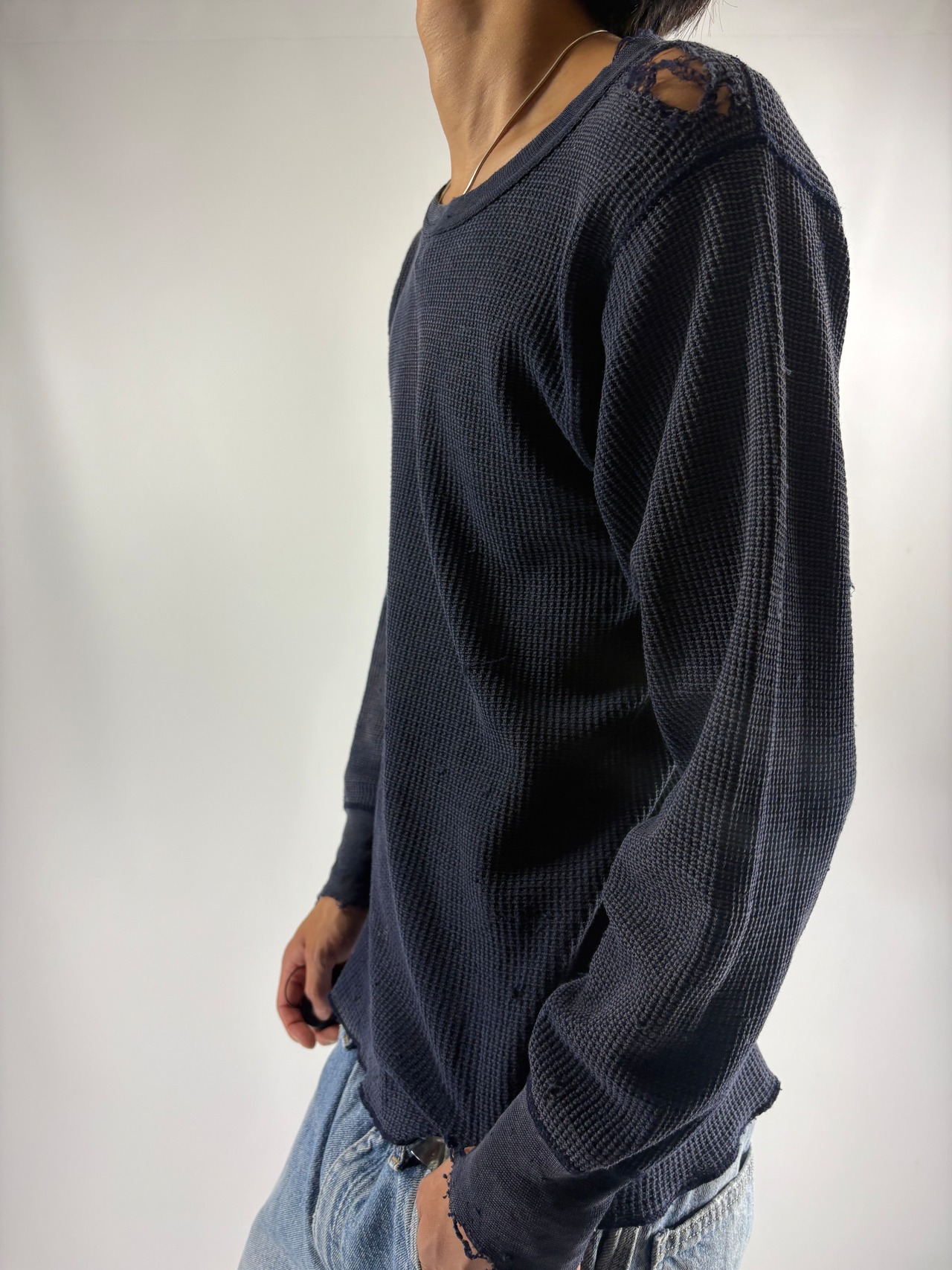 1980s Hanes Distressed Thermal Long Sleeve
