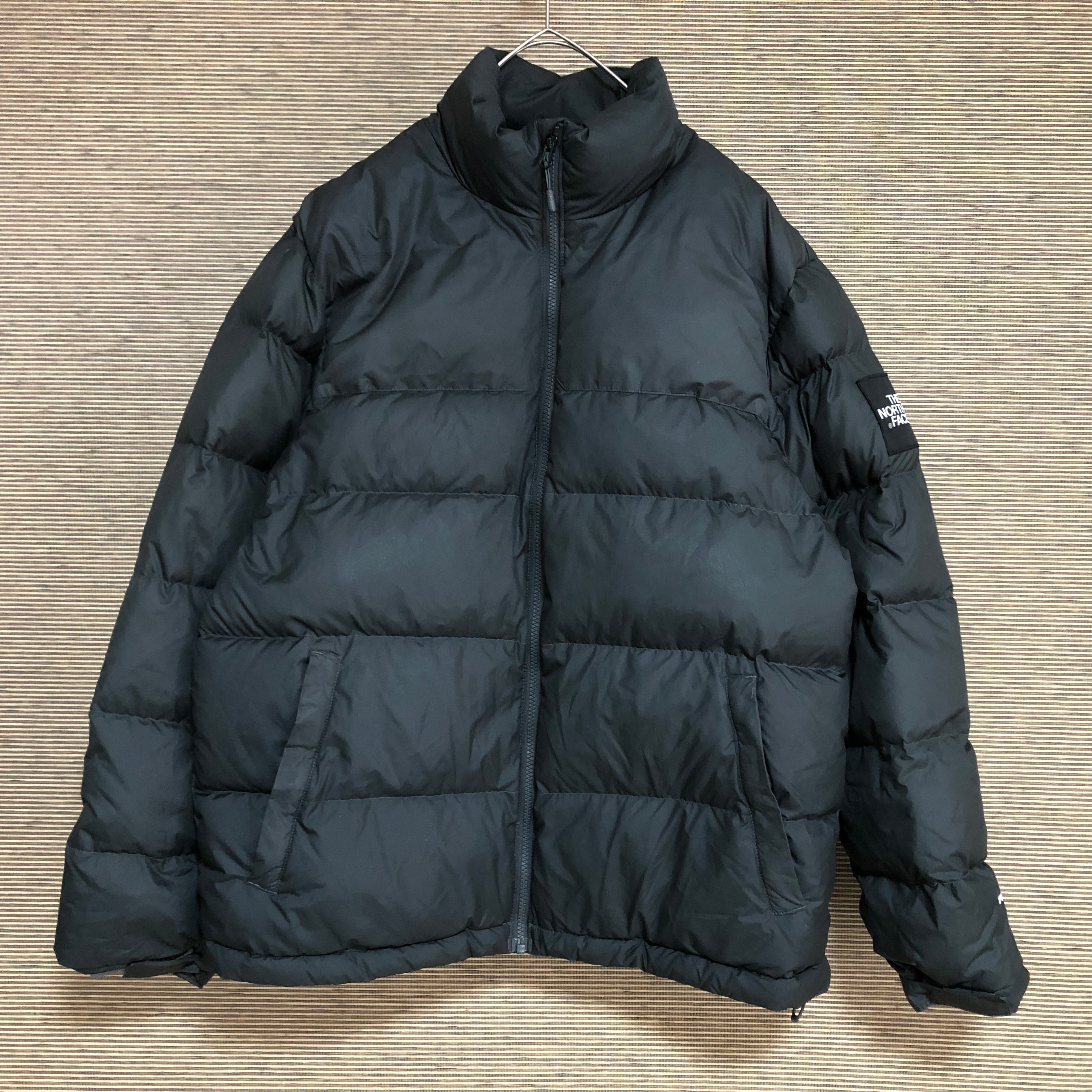 ノースフェイス ダウンジャケット 肩ロゴ 黒 ワンポイント US規格 刺繍  
