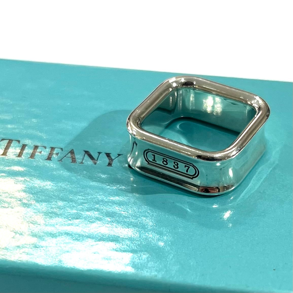 【本物】ティファニー TIFFANY&Co. 結婚指輪 リング シルバー系 箱付 TIFFANY&CO.】【9-10号】2684 T&CO 1837 スクエアリング／シルバー925