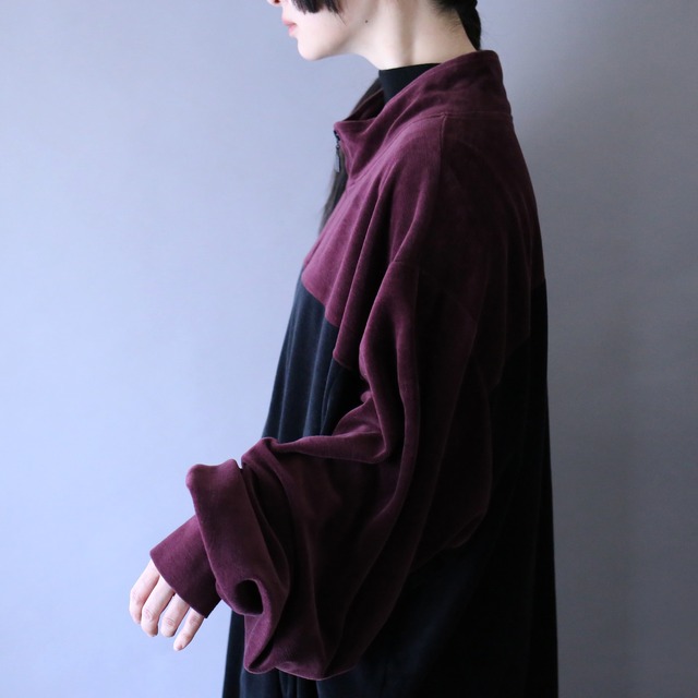 "KING SIZE" super over silhouette bi-color velours track jacket