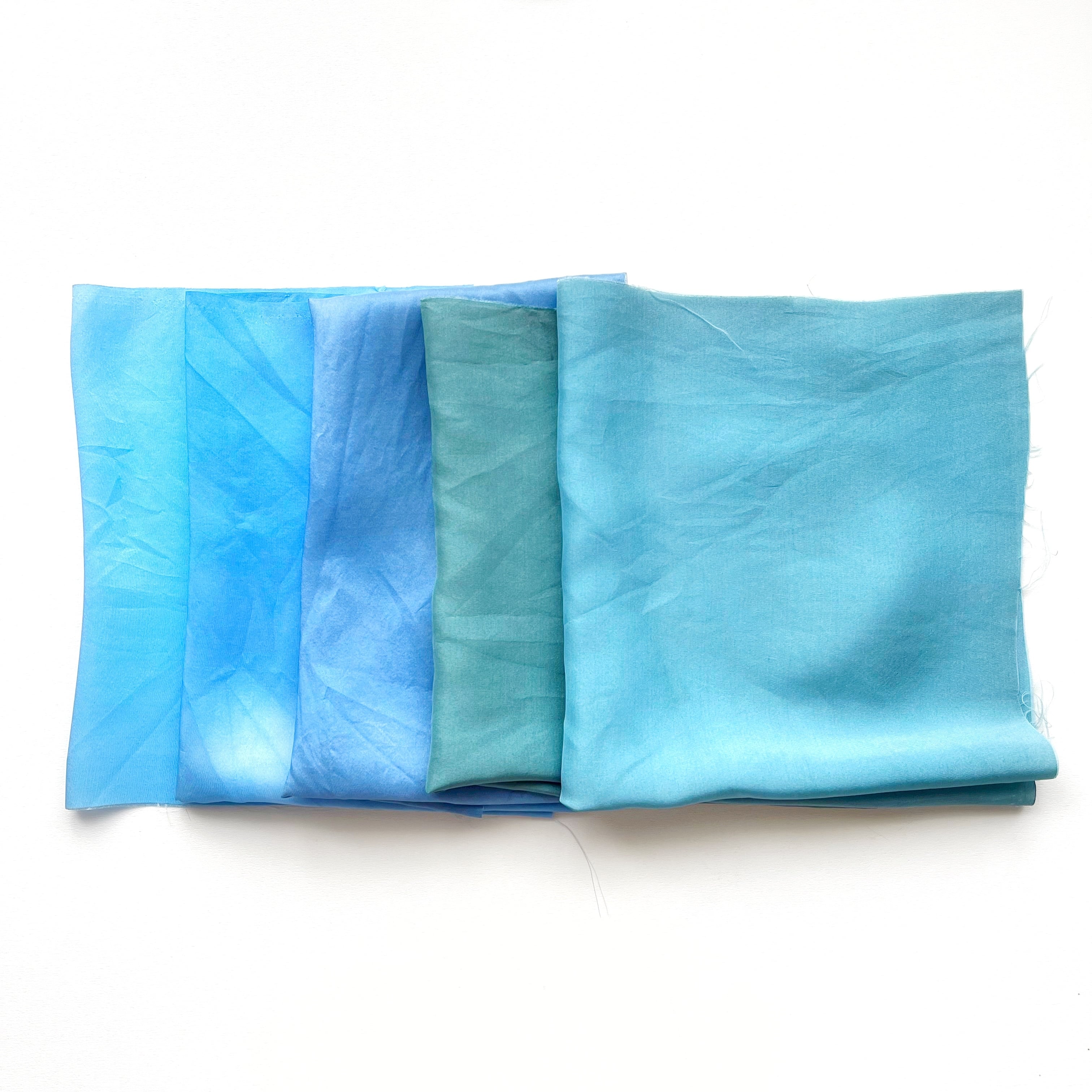 シルク羽二重 青色系【生地】 | つまみかんざし彩野