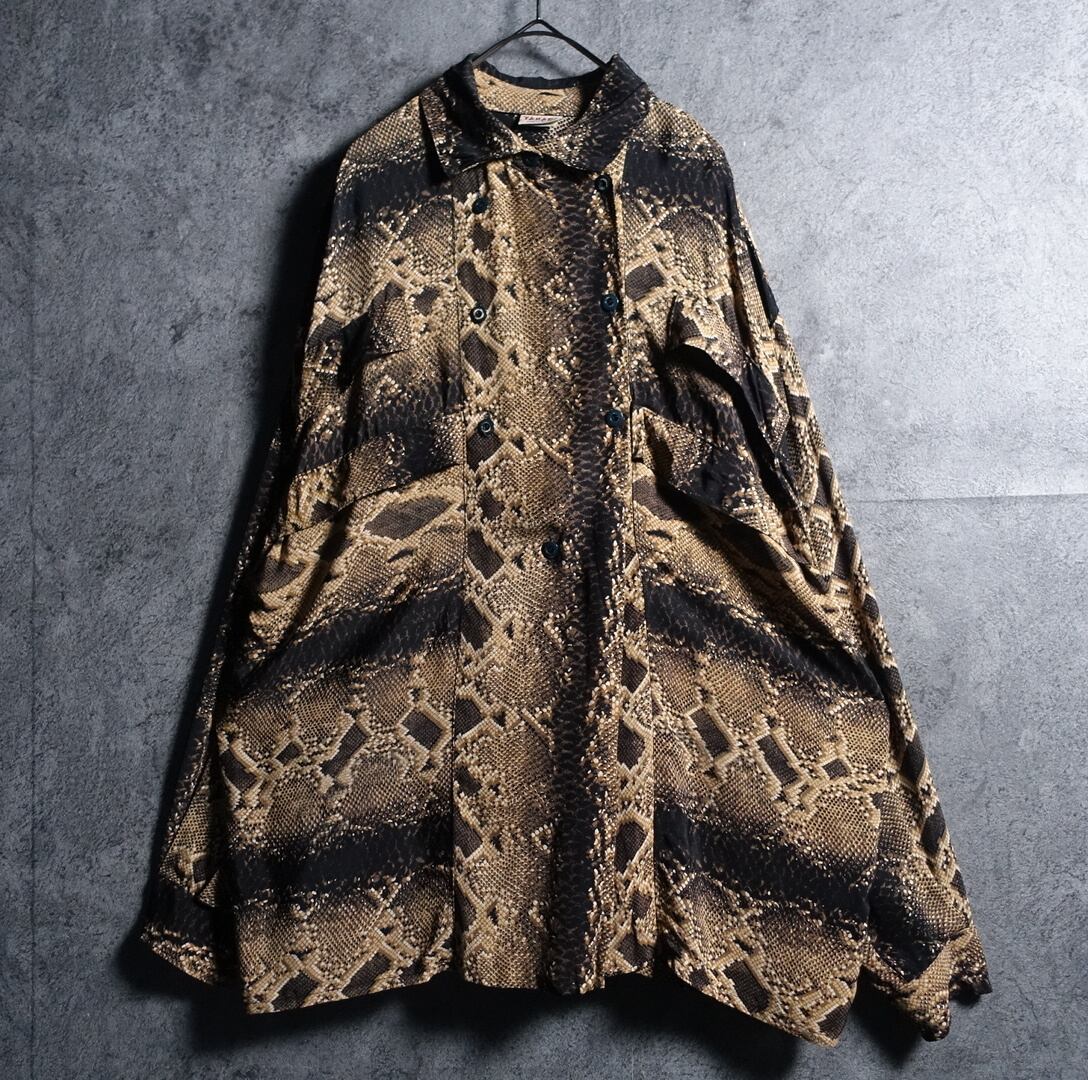 EURO Python Pattern Deformed Design Viscose L/S Shirt