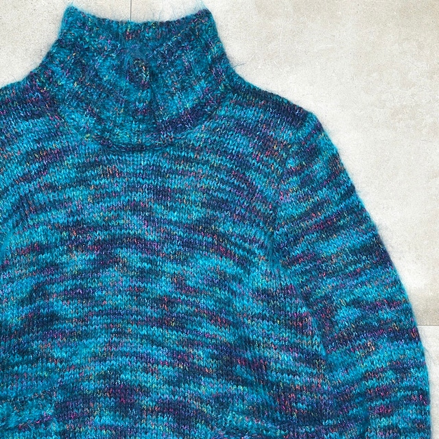 Glitter mix knit high neck tunic sweater
