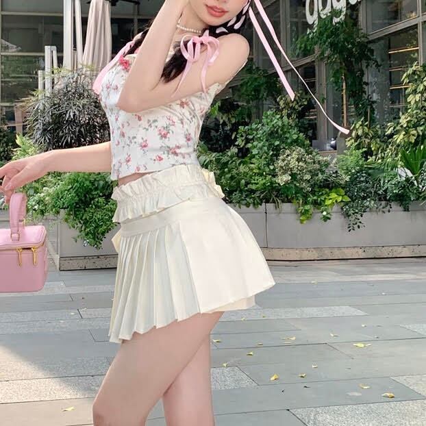 レディース セットアップ キャミソール ノースリーブ サスペンダー 花
