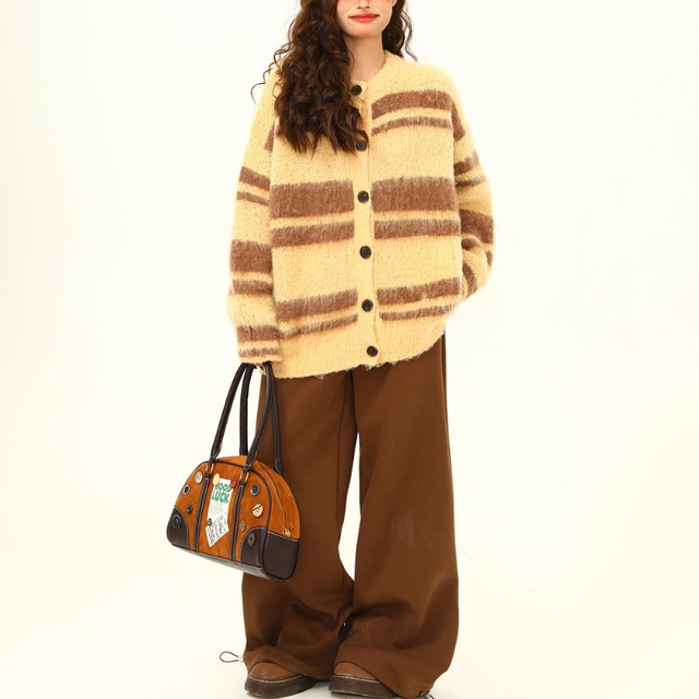 colored striped mohair knit cardigan　カラーボーダーモヘアニットカーディガン　J1503