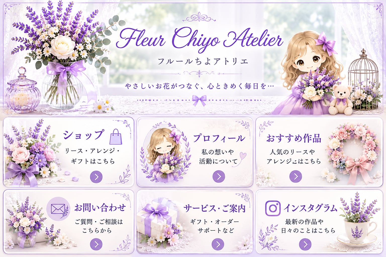LINEリッチメニュー6分割【FCA-6264】Canva編集可｜やさしいパステルデザイン｜Canvaテンプレート｜設置ガイド｜サロン｜ハンドメイド