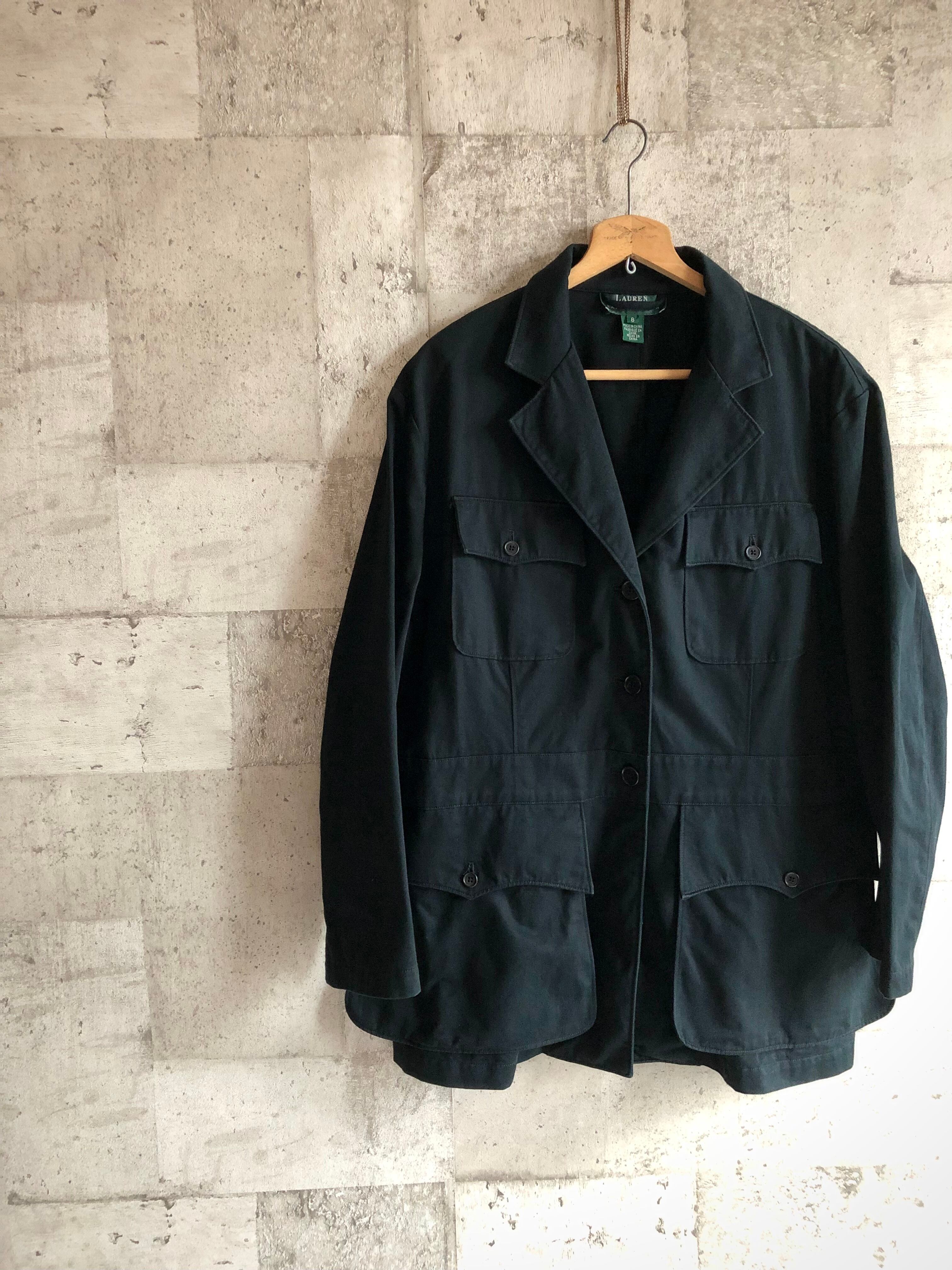 80s-90s LAUREN - RALPH LAUREN BLACK TWILL SAFARI JACKET OLD 80s-90s LAUREN - RALPH LAUREN BLACK TWILL SAFARI JACKET OLD