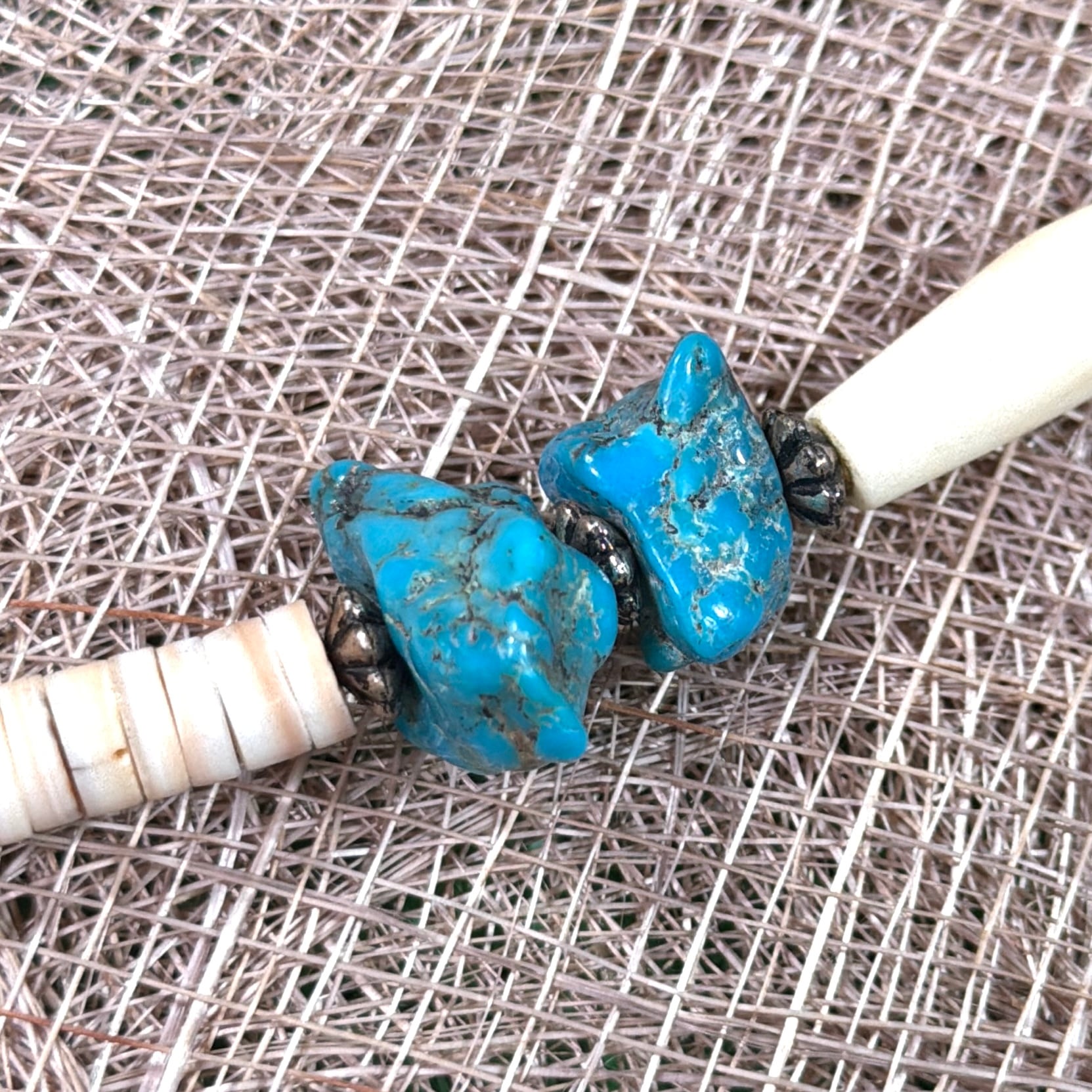 Unisex】 ターコイズ & シェル ネイティブ調 ネックレス