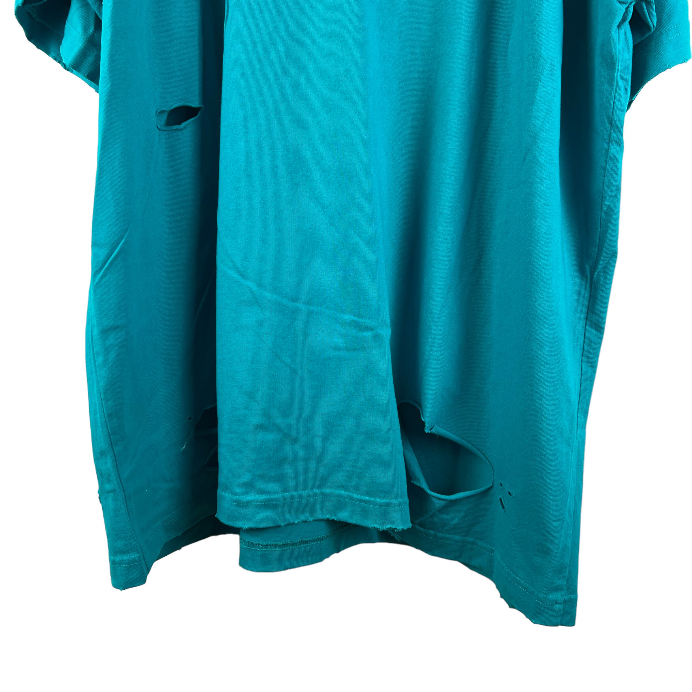 Balenciaga(バレンシアガ) Damage Design Shortsleeve T Shirt (blue 