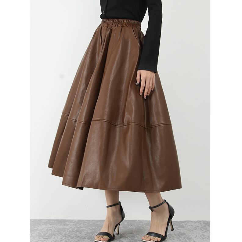 PUレザーAラインスカート SU637