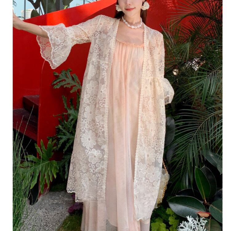 花刺繍オーガンジー カーディガン33203